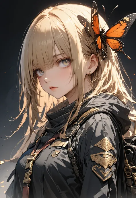 Female warrior　transcendental beautiful girl　Amazing Hunter　Insect Hunter　Desolate Earth  　Rubble on One Side　masterpiece，（masterpiece），fuill body ,best quality ，（Highest Quality）， cinematiclighting ，（cinematic lighting）、beautiful detailed eyes ，eye detail...