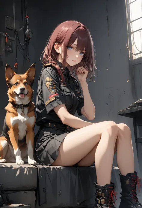 Female warrior　transcendental beautiful girl　Amazing Hunter　Insect Hunter　Desolate Earth  　Rubble on the Other Side　Insect Hunter、Female ant hunter、giant black bug、masterpiece，（masterpiece），fuill body ,best quality ，（Highest Quality）， cinematiclighting ，（c...