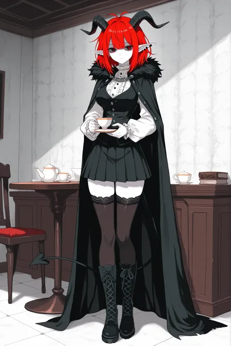 hentamonn,DSP, artist:DSP, mogeko,,masterpiece , best quality , amazing quality , very aesthetic, white skin, pale skin, tall girl, adult, rounded elf ear, red eye, drooping eyes, cold look, white pupil, feline pupil, short hair, slightly messy hair, maroo...