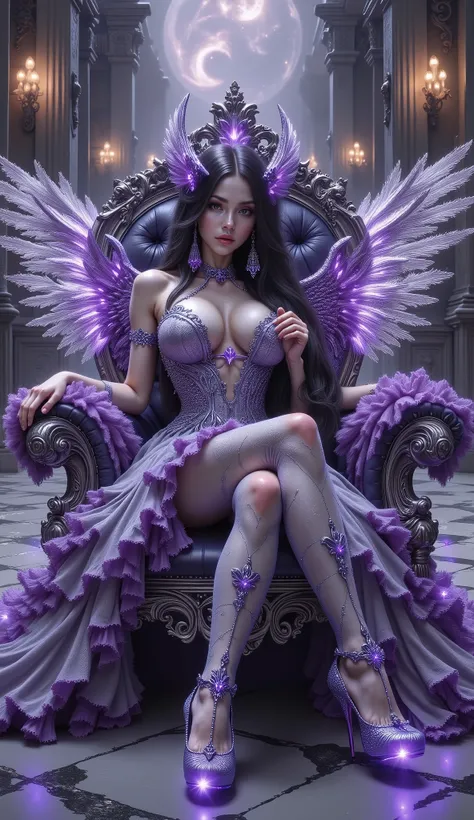 ((best quality)), ((masterpiece)), (4K ultra hd), (hyper detailed),purple fairy sitting on a throne with wings and purple shoes, a beautiful fantasy empress, beautiful fantasy art, fantasy woman, 4k fantasy art, amazing fantasy art, very beautiful fantasy ...