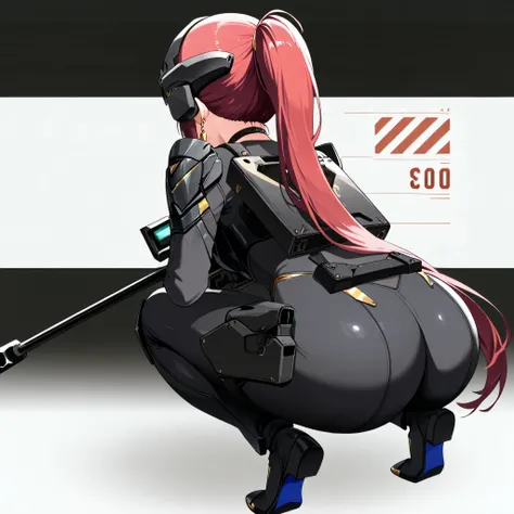 score_9, score_8_up, score_7_up,anime_screenshot,OFFICIAL ART,anime coloring, official anime artwork, screencap, anime screencap,uncensored,Newest,NIKKE style,BREAK,1girl,solo,nikkedollasuit,ponytail,BREAK,(Sniper Rifle),full face helmet,sniper glasses,(bl...