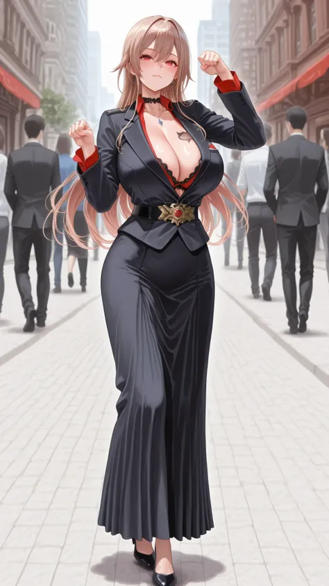 furen e lustario,beautiful,4k,huge breast,lot of Pierce,public tattoo,paw pose,formal clothes,fullbody