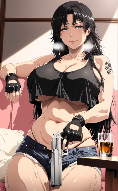 L_Cation2, Babu-style, Hgk, (jeneral-style:1.2), (orphen_(pink_seito)-style:1.2), (saintshiro-style:1.3), (henriiku_(ahemaru)-style:1.4), (anime coloring, anime screencap), shiny skin, (voluptuous body:1.4), (mature female:1.4), (cellulite:1.3), ((anatomic...