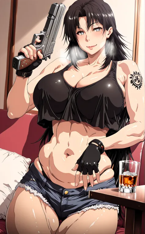 L_Cation2, kmemnarkn,, Hgk, (jeneral-style:1.2), (orphen_(pink_seito)-style:1.2), (saintshiro-style:1.3), (henriiku_(ahemaru)-style:1.4), (anime coloring, anime screencap), shiny skin, (voluptuous body:1.4), (mature female:1.4), (cellulite:1.3), ((anatomic...