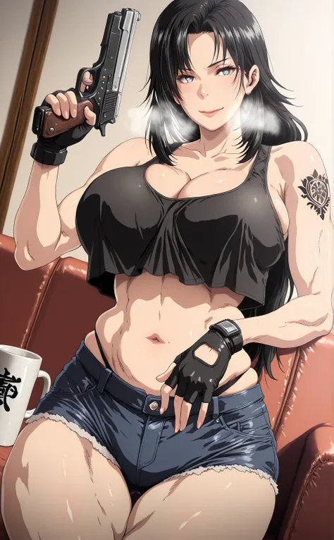 L_Cation2, kmemnarkn,, Hgk, (jeneral-style:1.2), (butcha-u-style:1.2), (saintshiro-style:1.3), (henriiku_(ahemaru)-style:1.4), (anime coloring, anime screencap), shiny skin, (voluptuous body:1.4), (mature female:1.4), (cellulite:1.3), ((anatomical correct)...