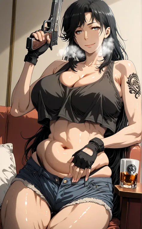 L_Cation2, kmemnarkn,, Hgk, (jeneral-style:1.2), (j.k.-style:1.2), (gin_moku-style:1.3), (toi8-style:1.4), (anime coloring, anime screencap), shiny skin, (voluptuous body:1.4), (mature female:1.4), (cellulite:1.3), ((anatomical correct)), ((newest, high qu...