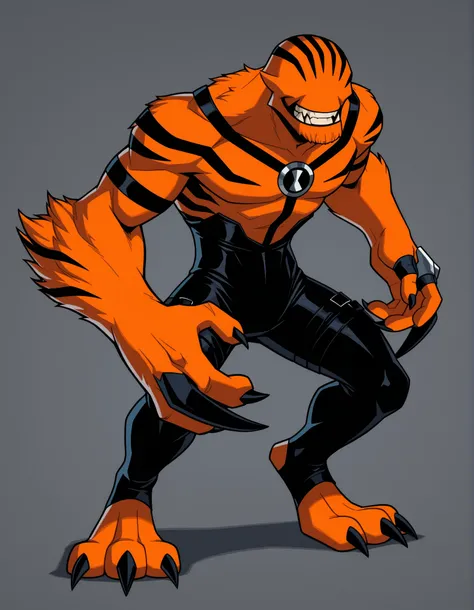 ((Highest Quality)), ((Simple Light Grey Background)), (My Hero Academia style), standing, (1male), (Male), mature male, mature man, solo, toned body, athletic body, Toned body, slender body, thick body, standing, Full body, inhuman creature, inhuman vulpi...