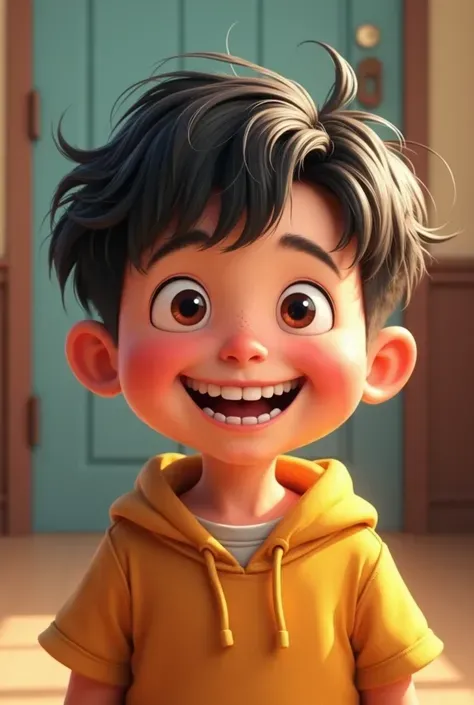 Little boy looking at camera and laughing