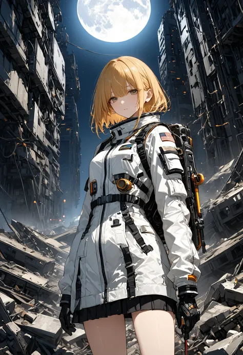 The Forgotten Star、The End of a Distant Galaxy、What kind of stories happened on this forgotten planet、The Forgotten Earth、🌏、Collapsed civilization、Broken Skyscrapers、Covering up、Rubble spreads all over、A girl in a spacesuit looking into the distance、White ...