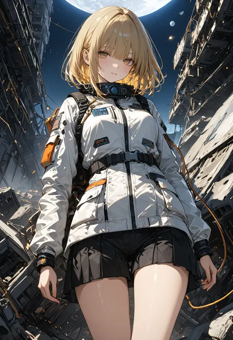 The Forgotten Star、The End of a Distant Galaxy、What kind of stories happened on this forgotten planet、The Forgotten Earth、🌏、Collapsed civilization、Broken Skyscrapers、Covering up、Rubble spreads all over、A girl in a spacesuit looking into the distance、White ...