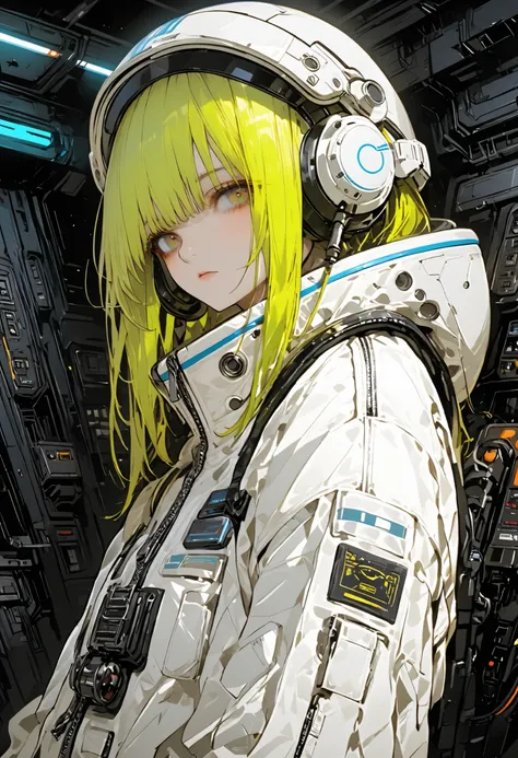 (masterpiece,Highest Quality,ultra detail,超high definition,detailed background),((Cyberpunk)),((flat color)),((colorful)),(1girl),pilot,pilot helmet,pilot jacket,watch the viewers,solo,アッパーボディ,Colored Background,high contrast,Contrasting colors,cowboy shot...
