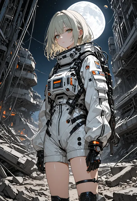 (masterpiece,Highest Quality,ultra detail,超high definition,detailed background),((flat color)),((colorful)),(1girl),watch the viewers,solo,The Forgotten Star、planet、Earth After Three Thousand Years、Earth without humans、Apocalypse Hotel、The Forgotten Earth、...