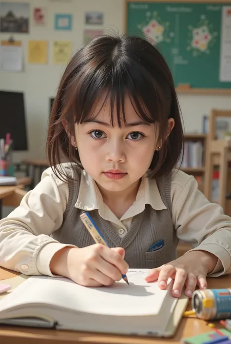 elementary school student、10th Generation、Study、Looks fun、beauty、Serious child、A lively child.
