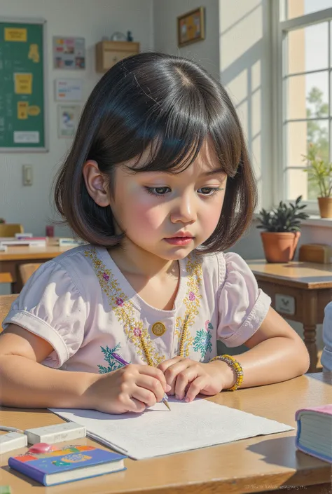 elementary school student、10th Generation、Study、Looks fun、beauty、Serious child、A lively child.