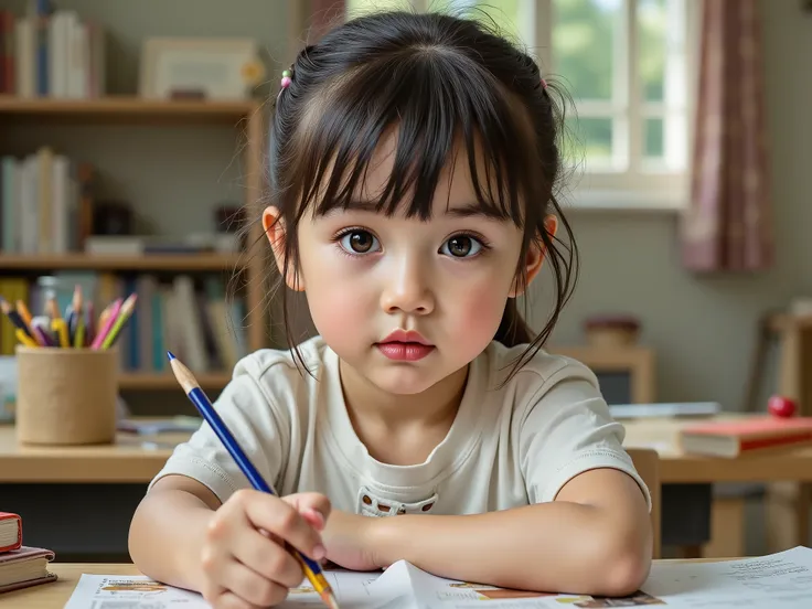 elementary school student、10th Generation、Study、Looks fun、beauty、Serious child、A lively child.