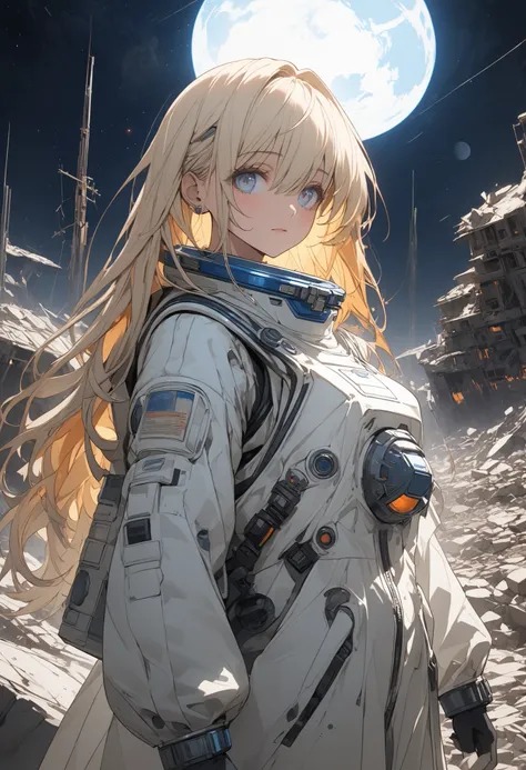 (masterpiece,Highest Quality,ultra detail,超high definition,detailed background),((flat color)),((colorful)),(1girl),watch the viewers,solo,cowboy shot、The Forgotten Star、planet、Daytime、Earth After Three Thousand Years、Earth without humans、Apocalypse Hotel、...