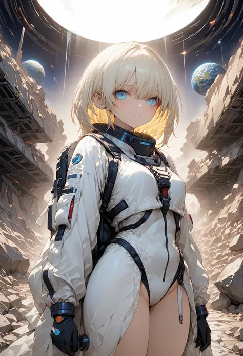 (masterpiece,Highest Quality,ultra detail,超high definition,detailed background),((flat color)),((colorful)),(1girl),watch the viewers,solo,cowboy shot、The Forgotten Star、planet、Daytime、Earth After Three Thousand Years、Earth without humans、Apocalypse Hotel、...