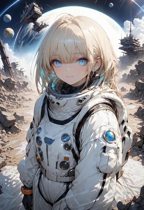 (masterpiece,Highest Quality,ultra detail,超high definition,detailed background),((flat color)),((colorful)),(1girl),watch the viewers,solo,cowboy shot、The Forgotten Star、planet、Daytime、Earth After Three Thousand Years、Earth without humans、Apocalypse Hotel、...