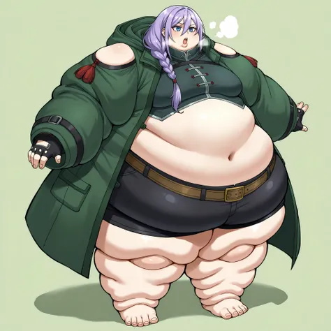 <lora:StS_detail_slider_v1:3>, zPDXLxxx, <lora:Luna_PONYXL_VexVexX:1>, Luna, blue eyes, purple hair, long hair, braid, hair over shoulder, hair between eyes, bangs, small breasts, coat, green coat, hooded coat, shoulder cutout, long sleeves, shorts, short ...