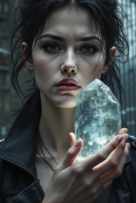 an ultra-realistic portrait of a gothic female thief from a role-playing game, a frozen expression of deep sorrow on a pale face, bare arms and fingers, realistic anime, shallow depth of field, side-by-side shooting, hyper-realistic digital paintings by Je...