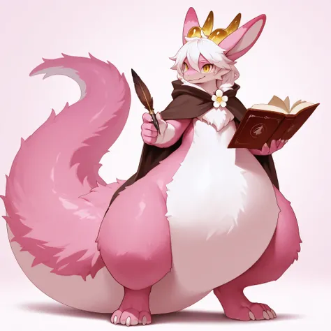 full body, furry, dragon, wide bottom, heavy bottom, wided legs, long digitigrade leg, giant pearshape body, no nipple,detailed face, pink fur,4k ultfigurelity, (4k half body view:1.0),ultra high detailed body,feral dragon,(cute face:1.3),pink fur,golden e...
