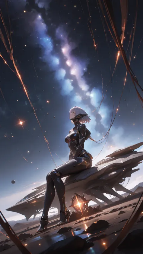 masterpiece, Highest Quality, amazing quality, very aesoftic, absurd, Newest,
forgotten_Star, aliens_Scenery, desoline_planet_surface,
womanhood_android, Humanoid_robot, mechanical_body, visible_joint, metal_limbs, synoftic_skin, exPosed_mechanism, robot_p...