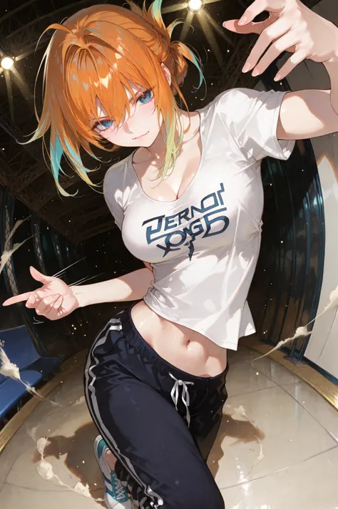 (masterpiece:1.4, ultra-detailed, in the style of Oh! Great, manga-style illustration, perfect detailed 5 fingers, dynamic perspective, sharp and bold line art, expressive motion lines, strong contrast shading, dutch angle composition, semi-realistic anato...