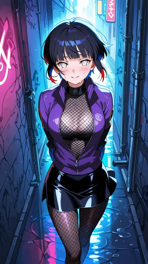 BREAK (masterpiece:1.2), best quality, high resolution, unity 8k wallpaper, (illustration:0.8),highly detailed realistic anime background, narrow urban alley at night, wet reflective asphalt, graffiti-covered concrete wall with colorful neon highlights, gl...