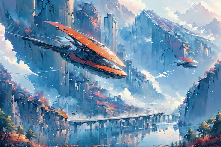 Create an image a street of the beautiful utopian, futuristic, modern Sci-Fi city with lots of beautiful, unusually shaped and complex tall buildings made of shiny glass with of overpasses for rail and land transport. Many futuristic peaple are walking on ...