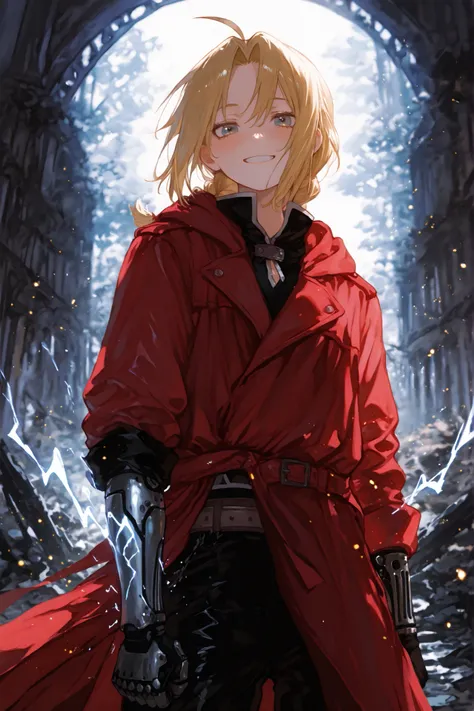 masterpiece,最high quality,Super details,High fines,,slender,high quality、score_9、score_8_up、score_7_up、最high quality、high quality, masterpiece, details,solo、One Woman(The feminization of Fullmetal Alchemist Edward Elric、short、Small body、、cute face、round ey...