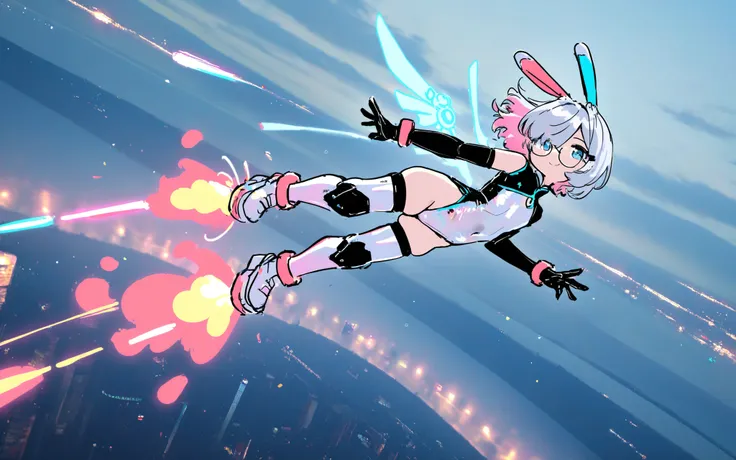 yukina、笑顔、 Chinadress、メカ兎の耳:1.8、兎の尻尾、, mechanical details,futuristic mechanical bunny ears, white and chrome plating, holographic accents, neon cyan inner glow, smooth armor texture, subtle particle effects, high-tech interface details, gentle reflections,...
