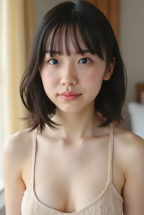 (( premium quality,  8k )), ((masterpiece)), ( details),    、dark hair,  Japanese girls,   first-person view   ,One Woman, a plump woman, petite female ,   sexy,(  full nude, in the bedroom),(((    Super Giant Bust ,    full nude,  beautiful breasts,  shor...