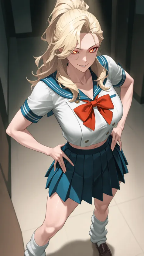 
(Mature Woman Standing on a Straw Covered Floor, Legs slightly apart, Place your hands on her hips .) standing with her legs slightly open on a floor covered with straw with dim lighting, cowboy shot, (strong-willed woman. Delinquent ) ((Diagonal eyes)), ...