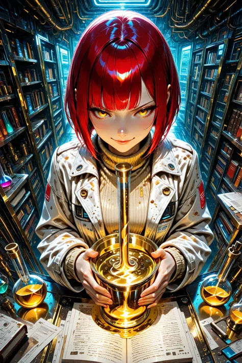 (masterpiece, very detailed, Highest Quality, Photorealistic Stick, high contrast), young woman before the performance, solo, (Red Short Bob:1.4), beautiful character design, perfect contrast, anatomically accurate, young face, beautiful and delicate eyes,...