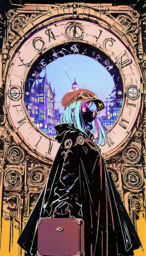 (double exposure:1.5),(((Double exposure cloak))),(A girl standing on the hands of a large clock in a clock tower),1girl,shampoo \(Ranma 1/2\),(beautiful girl:1.3),masterpiece,1girl,Ultra-high resolution,rich contrast,Very high quality,8k,Highly detailed C...
