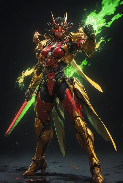 Masterpiece:1.2), best quality, high resolution, Unity 8K Wallpaper, (super real illustration:1.0), Beautiful Details, very detailed on trends, perfect lighting, neon colored, very detailed on trends CG, Shine eyes, backlit, armor, Shine, full_armor, warfr...