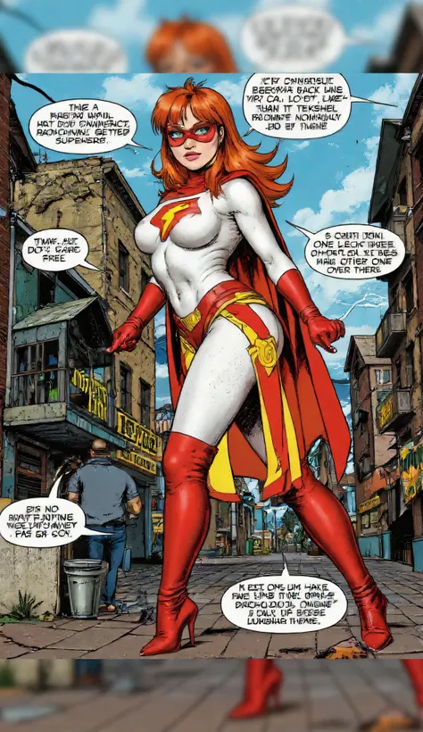 red-haired beauty, Russian comic book character named "Fanfuria", alcoholic busboy, turns into a super-fast, the motto of life "One leg here, the other one over there", easy virtue girl, is an easy reminder of the Tekken, Super heroine costume, Russian ghe...