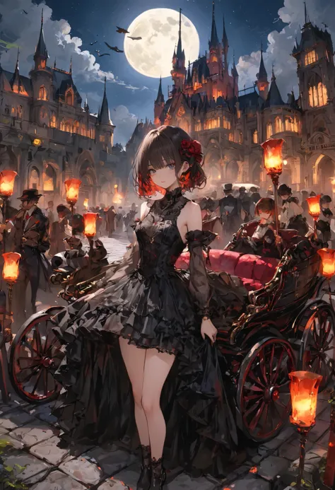 brown hair，shortcuts，unkempt hair，Short braided hair，Neat，スレンダー美people，correct attitude，small breasted，beautiful legs，The enchanting gray-blue eyes are shining like stars，Saggy Eyes，bright color,beautiful eyes,A delicate smile,cowboy shot、meteor、空から降り注ぐmet...