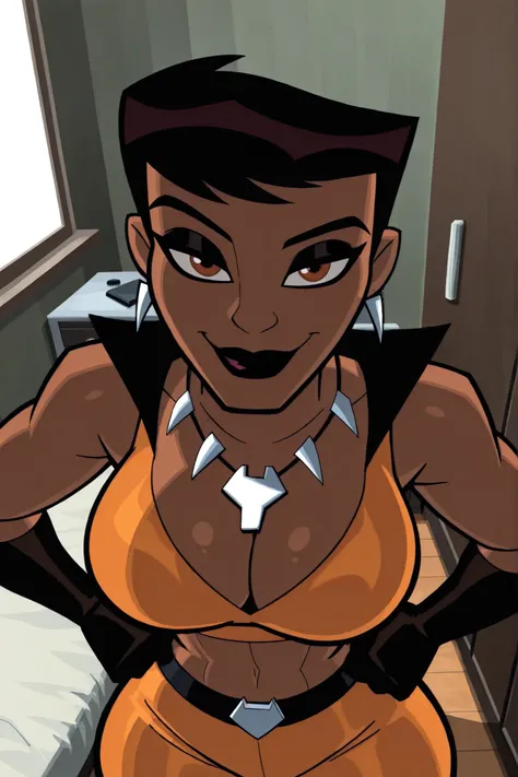 BREAK, score_6_up, score_7_up, score_8_up, score_9, masterpiece, best quality, dramatic lighting, intricate details, 1girl, solo, large breasts, cleavage, curvy, athletic, looking at viewer, seducing viewer, teasing viewer, smiling, closed mouth, seductive...