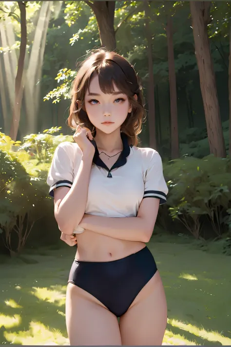 A young, strikingly beautiful female astronaut, of East Asian descent and approximately 12 years old, gracefully descends onto a desolate, red planet.  alien horizon. wearing a black high leg leotard.She moves with a confident, yet cautious, stride, her ex...