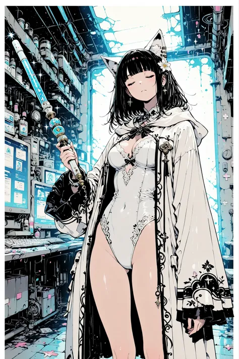 Laboratory destroyed by war, The alchemist girl who broke in through a secret entrance is checking the status of the facility, sealed equipment is dusty but there is no problem with use, drugs have not deteriorated, and there is no problem with the girl sl...