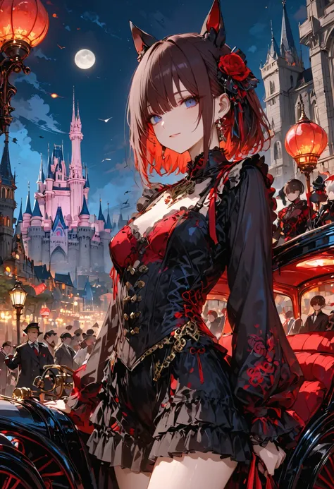 ((people々The parade of))、bright color,beautiful eyes,A delicate smile,Textured Skin,masterpiece,Kilo,best quality,gentle and beautiful woman,brown hair，shortcuts，unkempt hair，Short braided hair，Neat，スレンダー美people，correct attitude，small breasted，beautiful le...