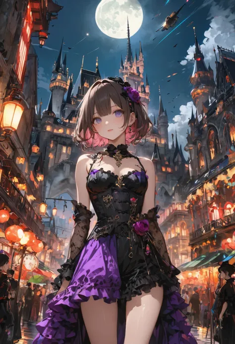 ((people々The parade of))、bright color,beautiful eyes,A delicate smile,Textured Skin,masterpiece,Kilo,best quality,gentle and beautiful woman,brown hair，shortcuts，unkempt hair，Short braided hair，Neat，スレンダー美people，correct attitude，small breasted，beautiful le...