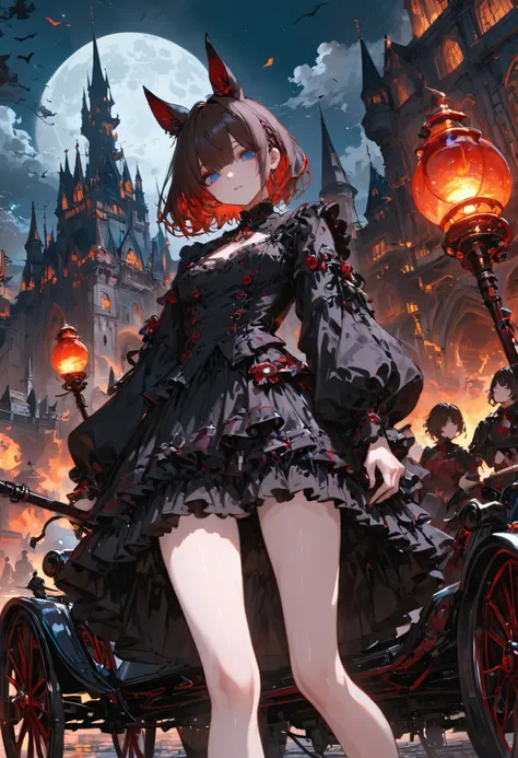 ((people々The parade of))、brown hair，shortcuts，unkempt hair，Short braided hair，Neat，スレンダー美people，correct attitude，small breasted，beautiful legs，The enchanting gray-blue eyes are shining like stars，Saggy Eyes，bright color,beautiful eyes,A delicate smile,cowb...