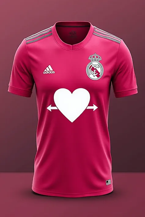 high quality, 8K Ultra HD, Real Madrid Fuchsia uniform usually goes but where the Real Madrid shield goes to put a heart with an arrow going through the middle, The white heart, but it must go right where the previous shield. usually goes and the uniform m...