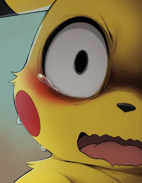 pearlyals   1girl, (solo:1.2), pokemon_\(species\), pikachu, face focus, crazy eyes, wavy mouth, mouth open, BREAK lazypos, lineless, best anatomy, HDR, 8K, high detail RAW color art, high contrast,  