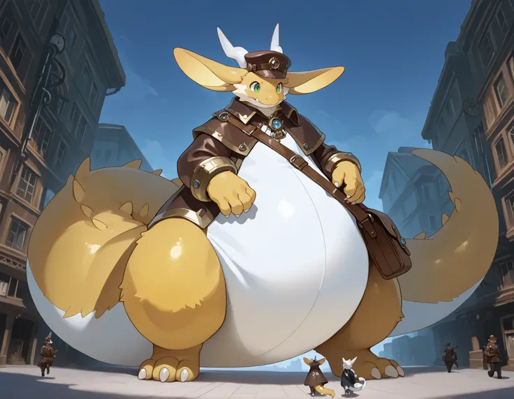 full body, furry, dragon, wide bottom, heavy bottom, wided legs, long digitigrade leg, giant pearshape body, no nipple,detailed face,4k ultfigurelity, (4k half body view:1.0),ultra high detailed body,feral dragon,(cute face:1.3),yellow fur,green eyes,white...