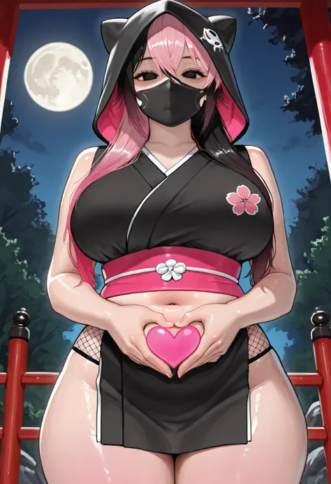 ((((realism)))) mosuninja looking at viewer ultra high resolution Anime style 9 , score_8_up , score_7_up , score_6_up , score_5_up , score_4_up , , BREAK , source_ anime , anime screencap masterpiece full moon female ninja , , bangs , bare shoulders , mas...