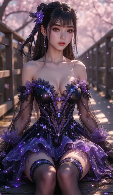 4K, hyper-detail, hyper-texture of clothing, a 17-year-old young Asian girl with a cute face with a sweet appearance and white skin, a tall body, a slim and small belly, a wide waist, a shiny body, a shiny costume, long and sexy muscular legs, and giant br...