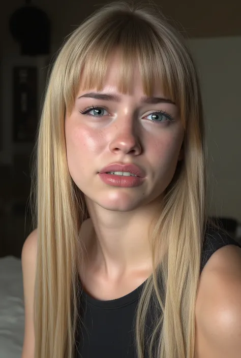 aidmaMJ6.1,wrinkles between eyebrows photo from front:1.5, arms behind back, hands out of frame:1.5, ultra realism, photorealistic, Daria Konovalova:1.5, Cinematic photo of an beautiful sexy little 10yo Russian school girl, portrait of a Caucasian girl, fi...